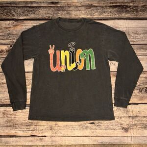 Union Peace Long‎ Sleeve T Shirt Black Mens Size Medium